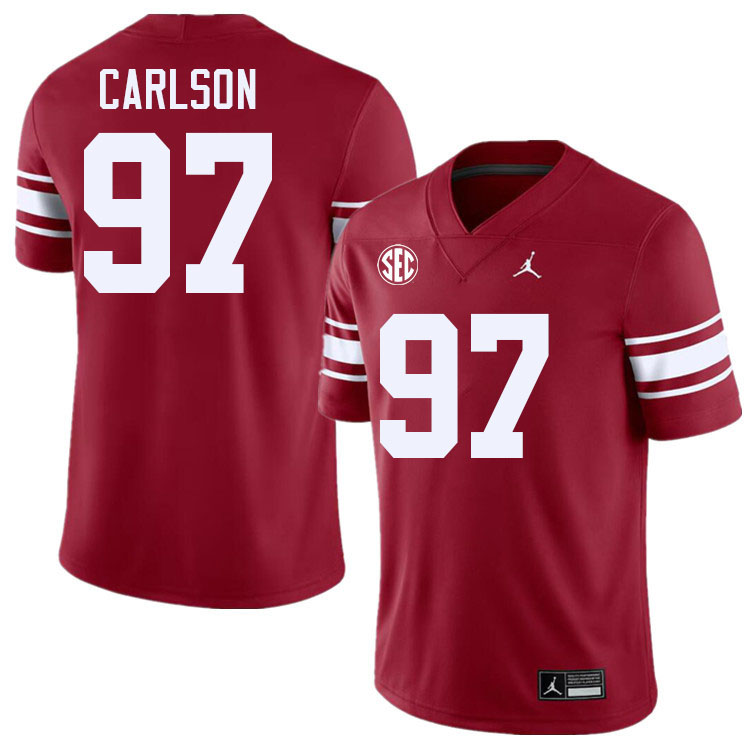 Men #97 Kyle Carlson Oklahoma Sooners 2024 SEC Conference College Football Jerseys-Throwback